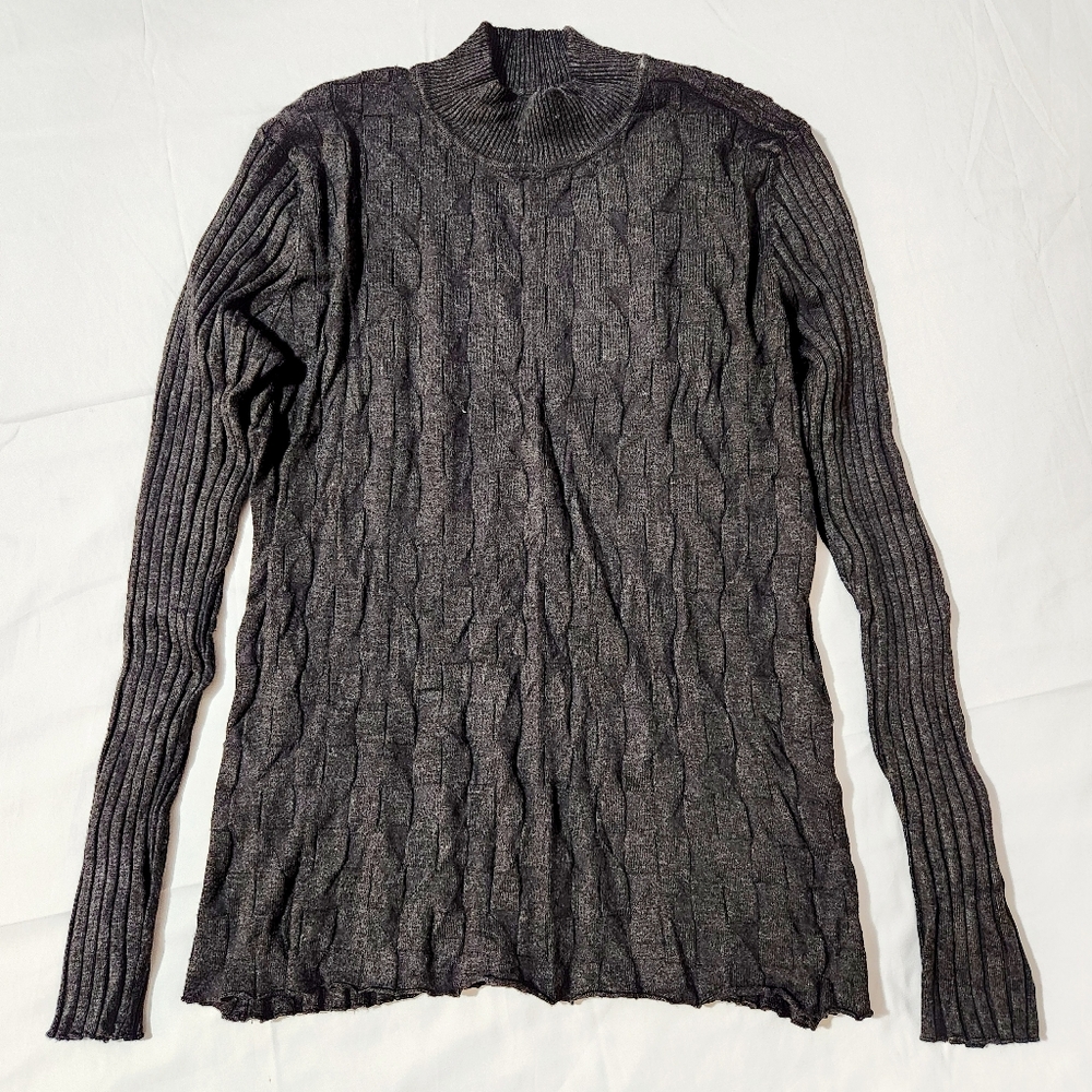VEX COLLECTION Grey Cable Knit High neck Sweater Pullover